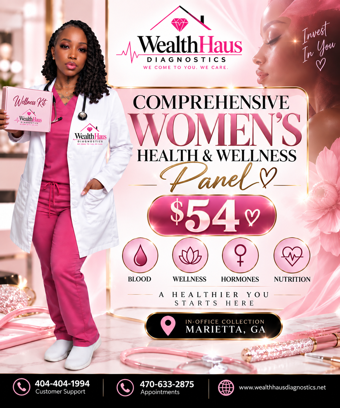 WealthHaus Diagnostics HerHealth Signature Panel — comprehensive women's health and wellness testing, Marietta, GA